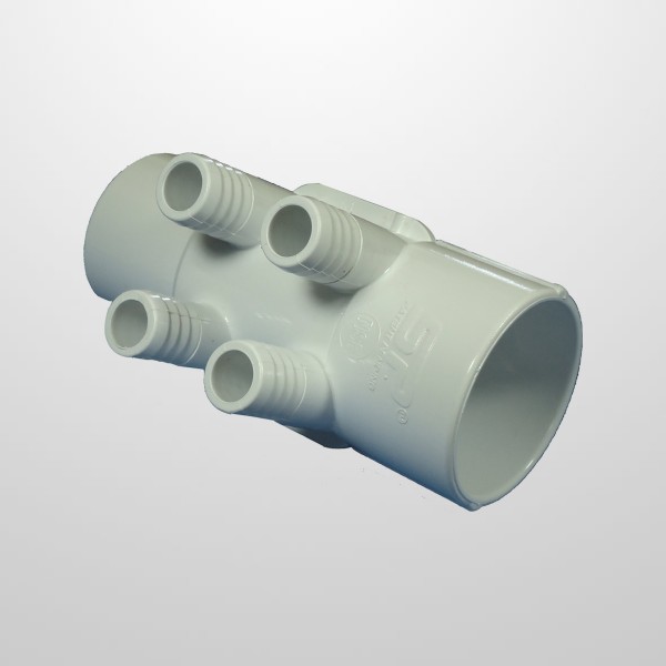 Colector Agua 4 Salidas (Ø21 mm.) - COnexión 2" (USA) Macho/Hembra (Encolar)