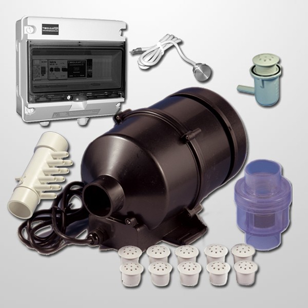 Kit Aire 10 Jets + Blower 940 W. +  Pulsador Digital Inox 316L