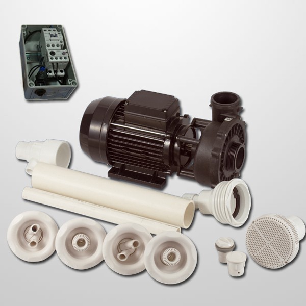 Kit Hidro 4 Powerjets Obra + Bomba 2HP + Cuadro Neumático