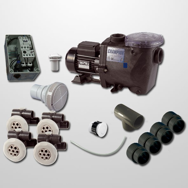 Kit Hidro 4 Jets 32/32 mm. + Bomba Champion 1.5HP + Cuadro Neumático