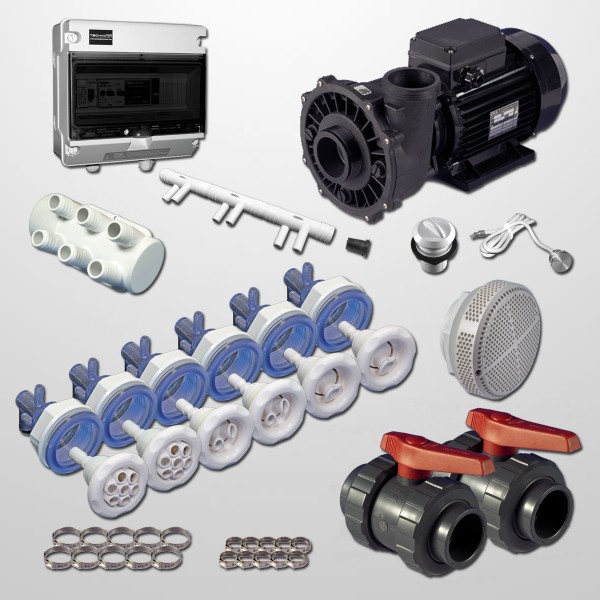 Kit Hidro 6 Jets + Bomba 2HP + Pulsador Digital Inox 316L