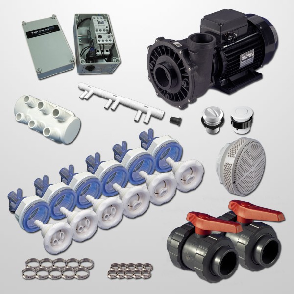 Kit Hidro 6 Jets + Bomba 2HP + Cuadro Neumático (On/Off)