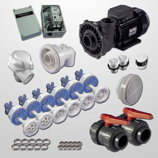 Kit Hidro 6 Jets + NCC + Bomba Spa 2HP (4HP CB) + Cuadro Neumático