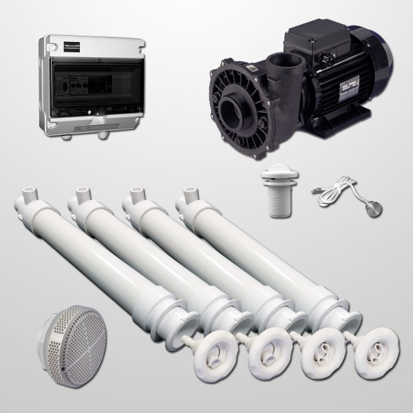 Gunite Pool Hydro Kit 4 Polyjets + 2HP Pump + 316L Digital Push Button