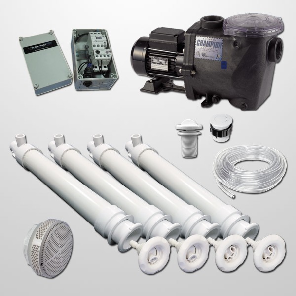 Kit Hidro Gunita 4 Polyjets + Bomba Champion 2HP + Cuadro Neumático