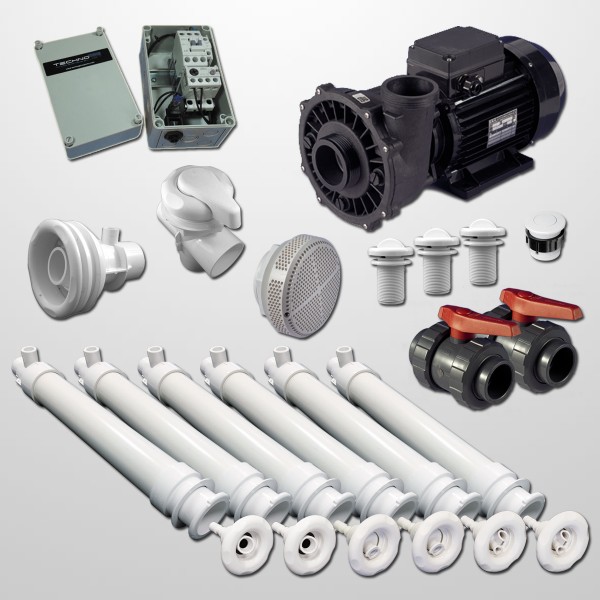 Hydro Kit Gunite 6 Polyjets + Swim Jet + Pump 2HP + Pneumatic Control Box