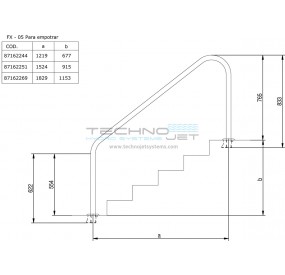 Esquema Barandilla - Pasamanos FX-05 (Inox 316L) - Anclaje para empotrar