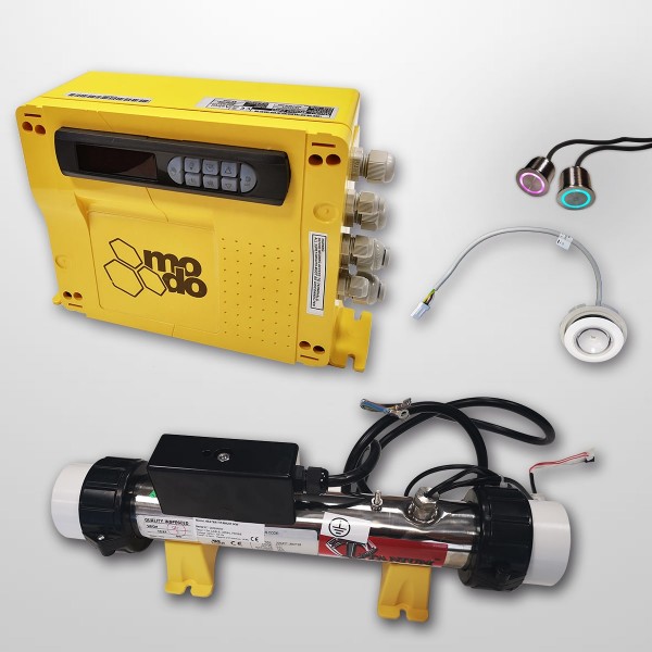 Kit Mopo PRO Pool + Heater 3.0 Kw + H2O Probe + HL Probe + 2 RGB Piezo Switches S. Steel 304